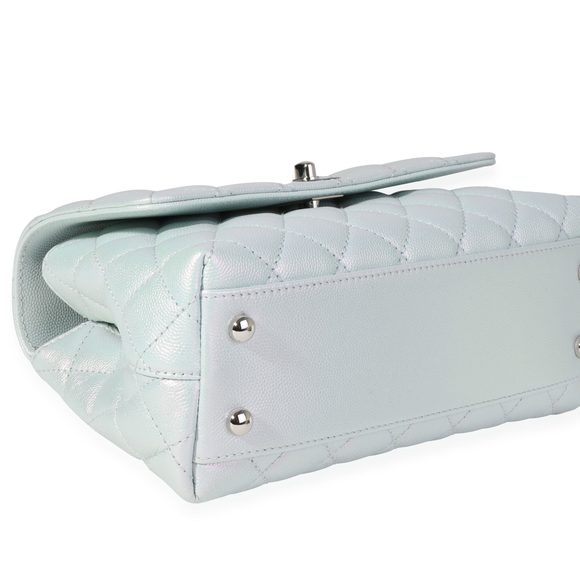 Chanel Iridescent Blue Quilted Caviar Mini Coco Top Handle Flap Bag - Picture 6 of 8